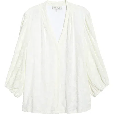 Kasper Blouson Sleeve Top In White