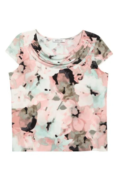 Kasper Blurred Floral Print Cowl Neck Top In Multi