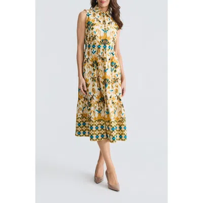 Kasper Border Print Midi Shirdress In Multi