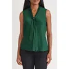 Kasper Bow Detail Sleeveless Satin Top In Green