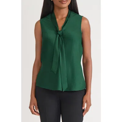 Kasper Bow Detail Sleeveless Satin Top In Green