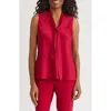 Kasper Bow Detail Sleeveless Satin Top In Red