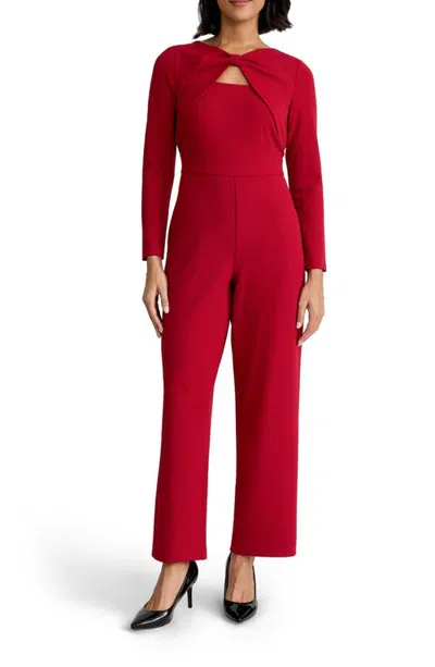 Kasper Bow Front Jumpsuit In Red