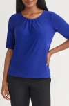 Kasper Box Pleat Top In Blue