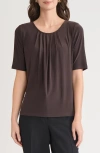 Kasper Box Pleat Top In Brown