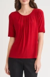 Kasper Box Pleat Top In Red