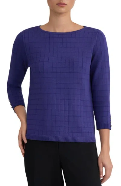 Kasper Box Texture Boat Neck Sweater In Multi