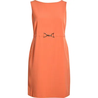 Kasper Buckle Belted Sheath Dress In Orange