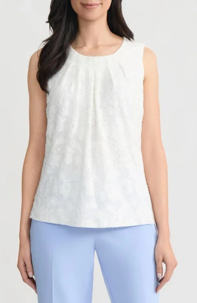 Kasper Burnout Floral Sleeveless Top In White