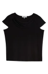 Kasper Cowl Neck Cap Sleeve T-shirt In Black