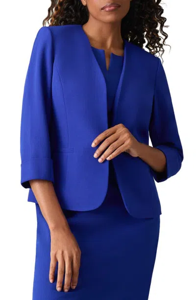 Kasper Cardigan-style Stretch Crepe Blazer In Blue