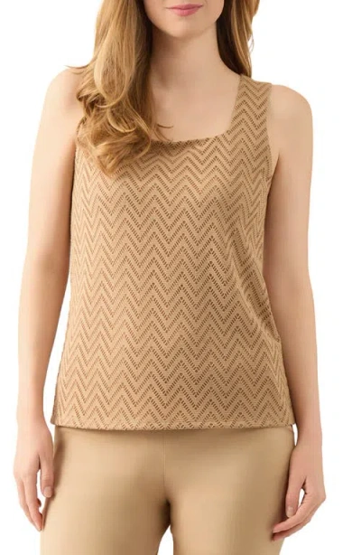 Kasper Chevron Pointelle Knit Tank