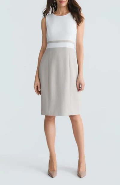 Kasper Colorblock Sheath Dress In White