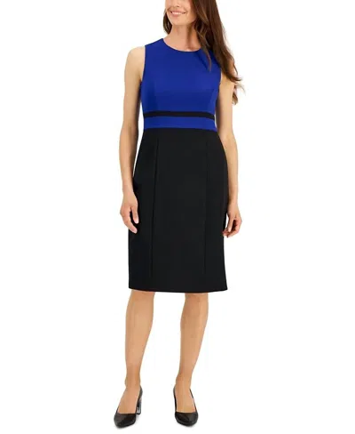 Kasper Colorblocked Sleeveless Sheath Dress In Black