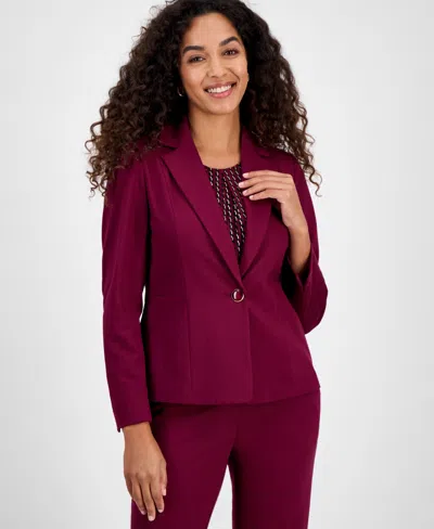 Kasper Compression One-button Long-sleeve Jacket, Regular & Petite In Red