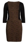 Kasper Contrast Long Sleeve Dress In Black