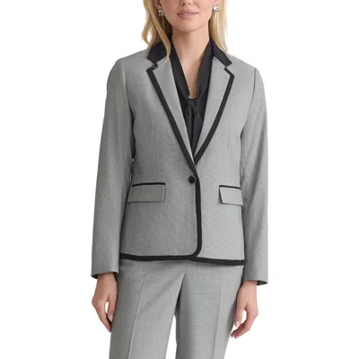 Kasper Contrast Trim Microcheck Jacket
