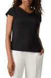 Kasper Cowl Neck Cap Sleeve T-shirt In Black