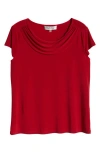 Kasper Cowl Neck Cap Sleeve T-shirt In Fire Red
