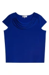 Kasper Cowl Neck Cap Sleeve T-shirt In Royal