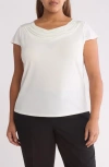 Kasper Cowl Neck Cap Sleeve T-shirt In Vanilla Ice