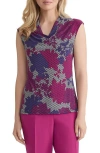 Kasper Cowl Neck Cap Sleeve Top In Pink