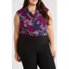 Kasper Cowl Neck Cap Sleeve Top In Purple