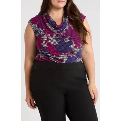 Kasper Cowl Neck Cap Sleeve Top
