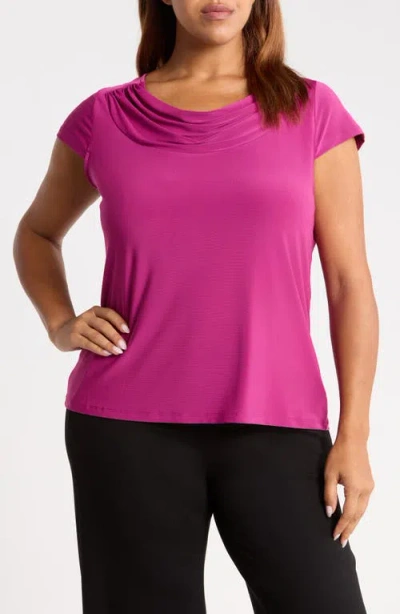 Kasper Cowl Neck Cap Sleeve Top In Pink