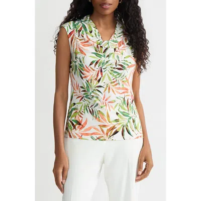 Kasper Cowl Neck Cap Sleeve Top In Multi
