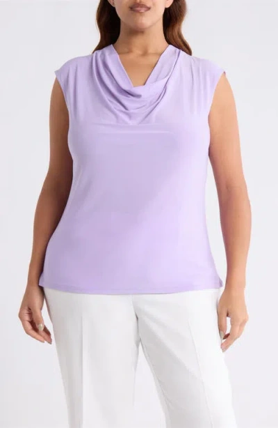 Kasper Cowl Neck Cap Sleeve Top In Purple