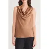 Kasper Cowl Neck Sleeveless Satin Top In Brown