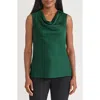 Kasper Cowl Neck Sleeveless Satin Top In Green