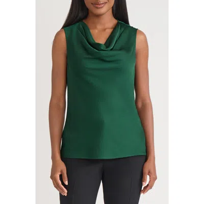 Kasper Cowl Neck Sleeveless Satin Top In Green
