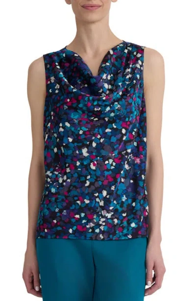 Kasper Cowl Neck Sleeveless Top In Blue