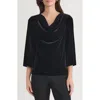 Kasper Cowl Neck Velvet Top In Black