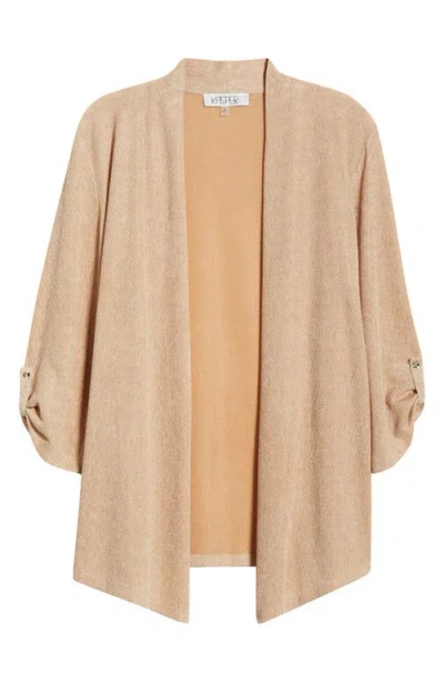 Kasper Cozy Three-quarter Sleeve Cardigan In Neutral