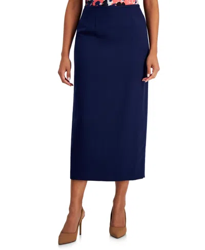Kasper Crepe Column Skirt In  Navy