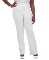 Kasper Crepe Flare Pants Women's White Stretch High-rise Pull On Fts1476 In White
