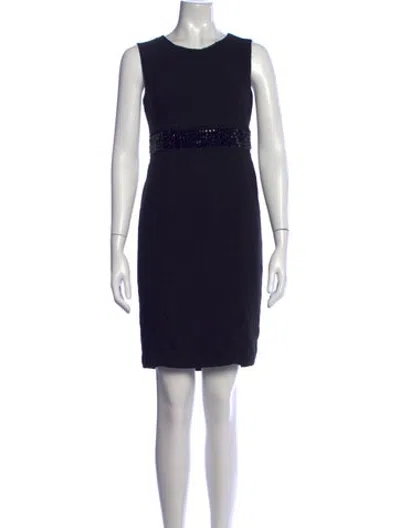 Pre-owned Kasper Crew Neck Knee-length Dress In Black