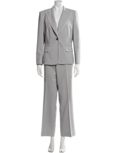 Pre-owned Kasper Cutout Accent Pantsuit In Gray