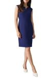 Kasper Petite Notched-neck Sheath Dress In  Navy