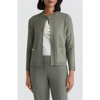Kasper Diamond Stitch Cardigan In Green