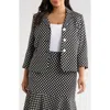 Kasper Dot Three Button Jacket In Black/ Lily White