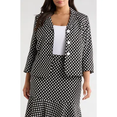 Kasper Dot Three Button Jacket In Black/ Lily White
