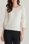 Kasper Double Flare Sleeve Sweater In Neutral