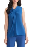 Kasper Drapey Sleeveless Shell Top In Blue