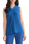 Kasper Drapey Sleeveless Shell Top In Blue