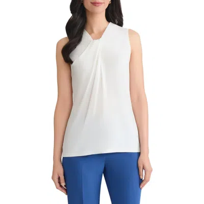 Kasper Drapey Sleeveless Shell Top In White
