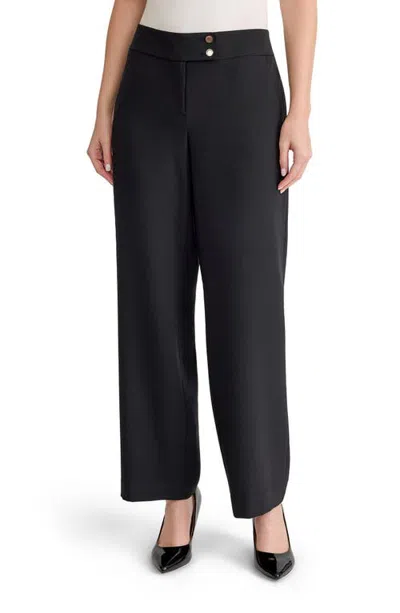 Kasper Extended Tab Wide Leg Trousers In Black